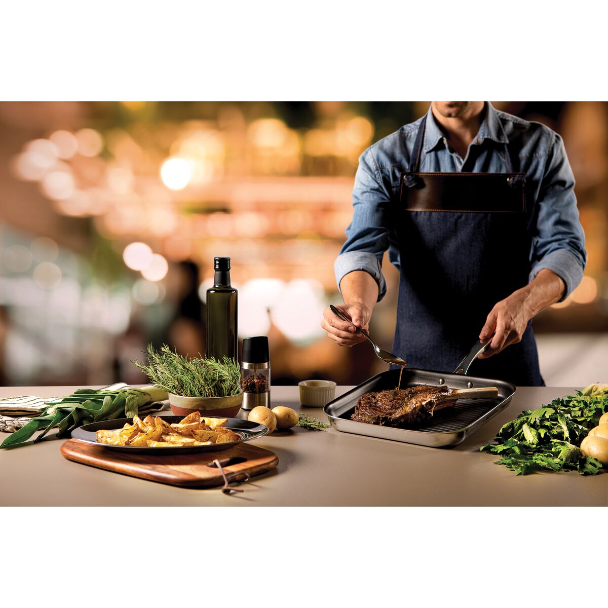 SARTÉN PARRILLA CON ANTIADHERENTE 26X26CM - 1,90L. - TRI-PLY GRANO