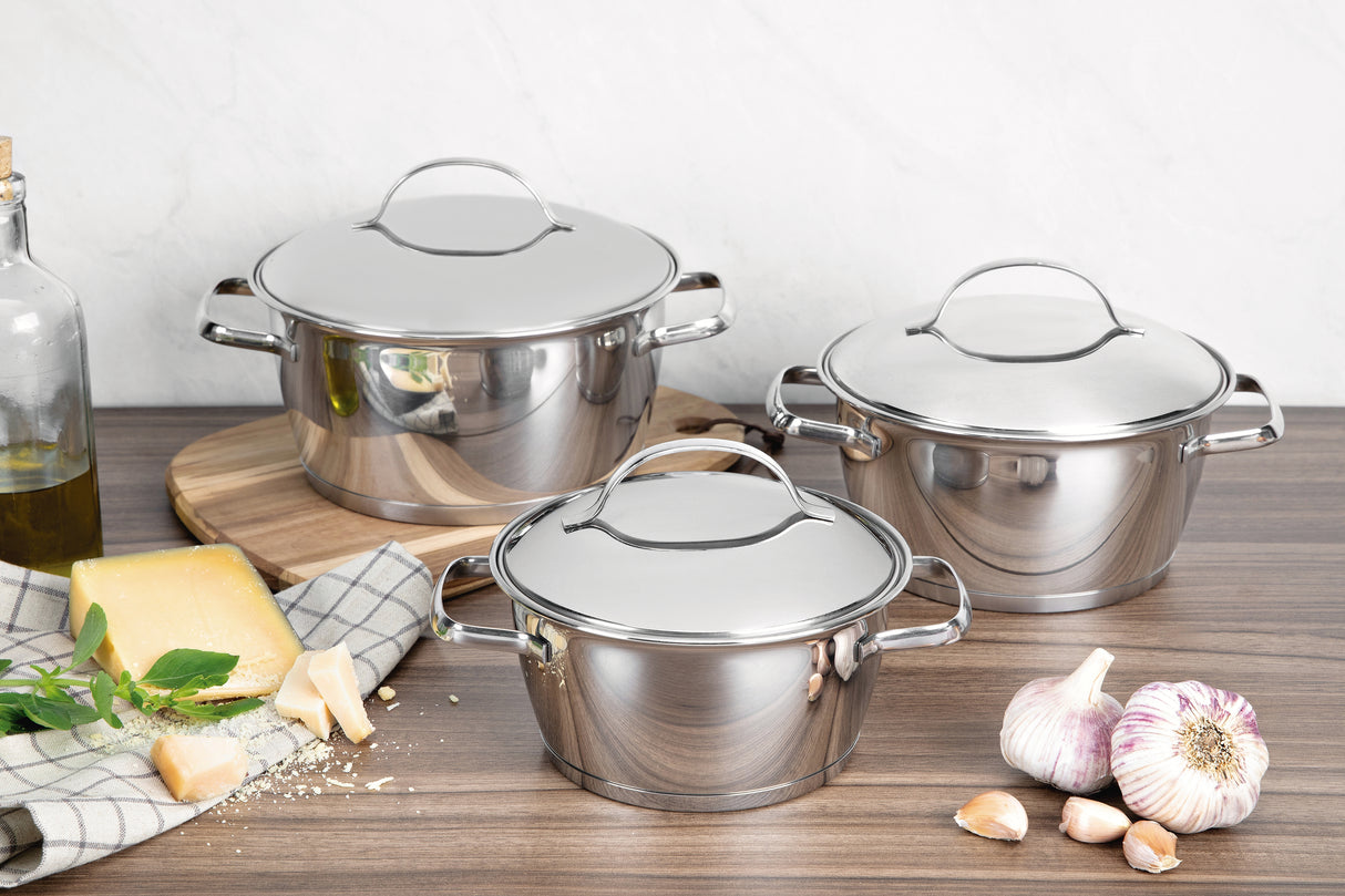 Tramontina Juego de Ollas de Acero Inoxidable con Fondo Triple Allegra 3 piezas