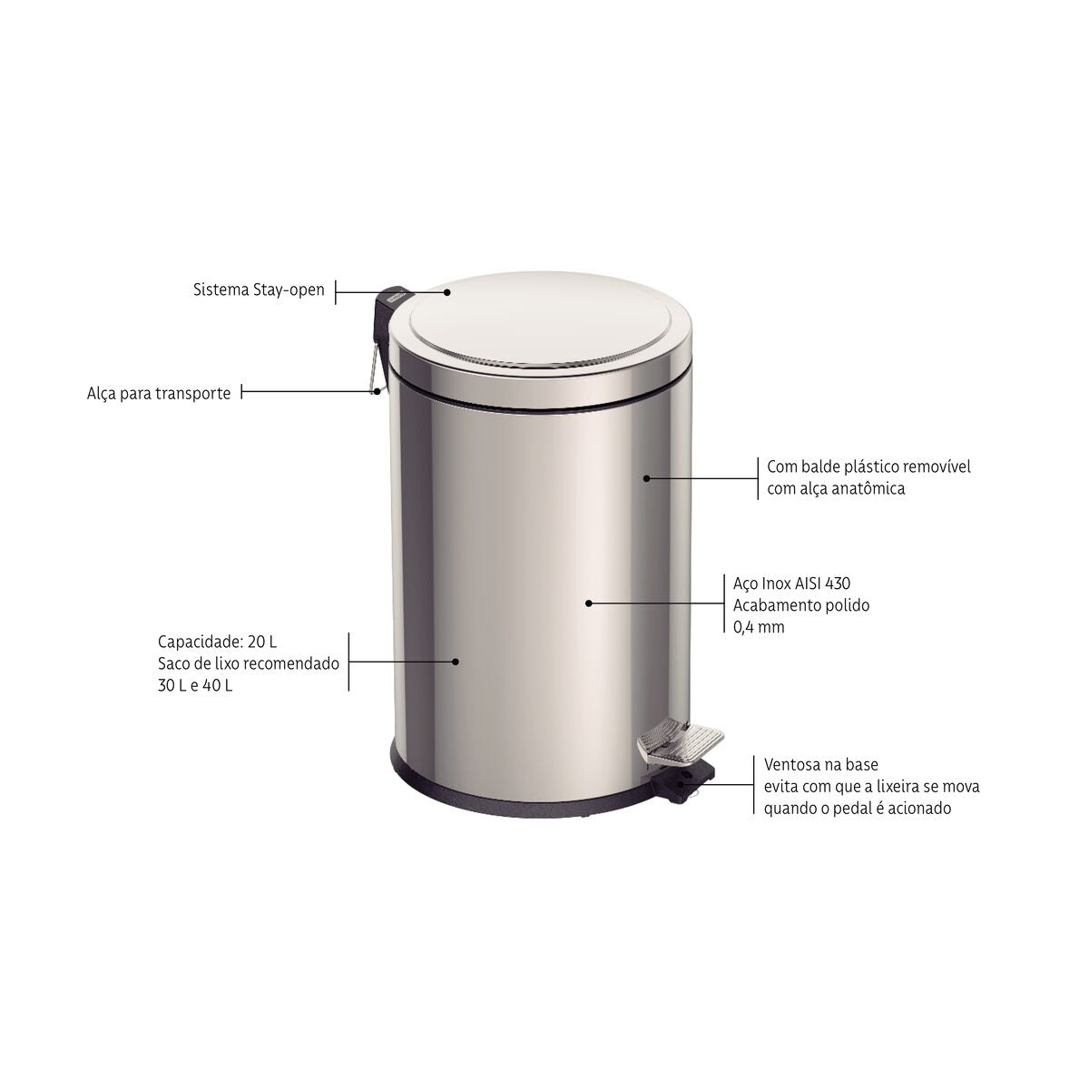 CUBO DE BASURA 20l.