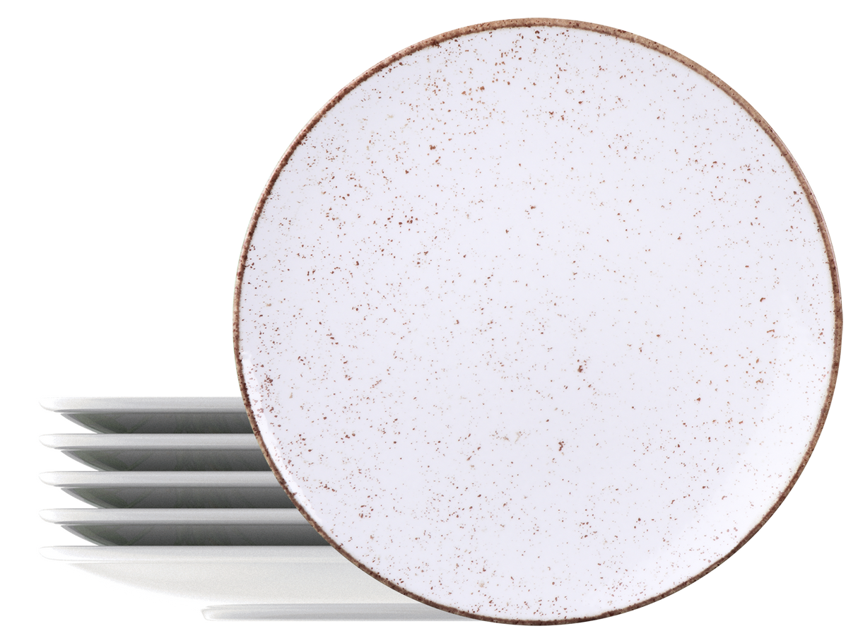 Juego de Platos Llanos de Porcelana Rústico Marrón 28 cm 06 Piezas
