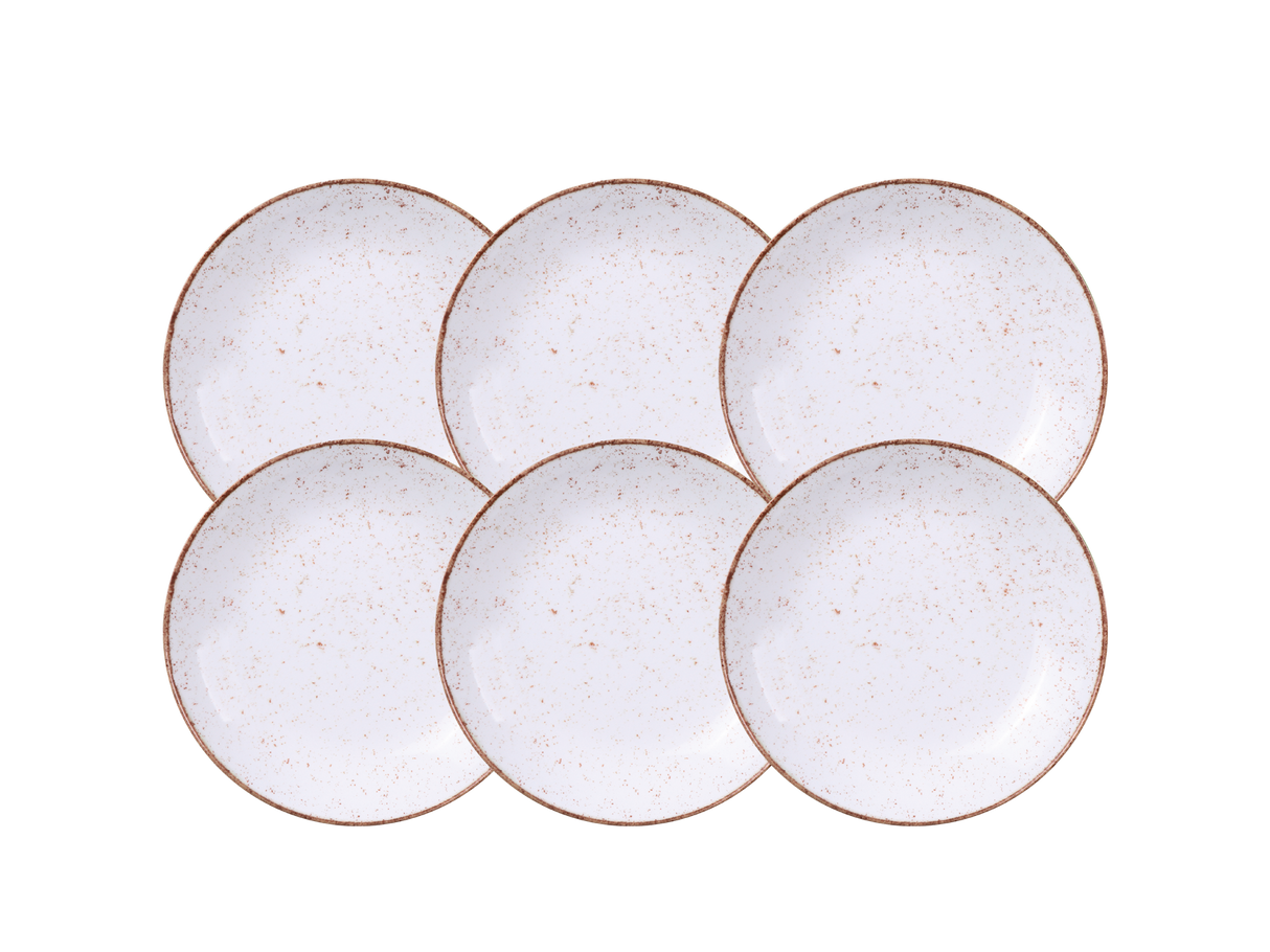 Juego de Platos Hondos Rústico Marron en Porcelana 22 cm 06 Piezas