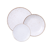 Juego de Platos Vajilla Porcelana Rústico Marrón 12 Piezas