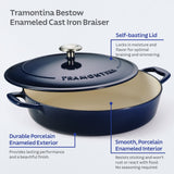Tramontina Cazuela Baja de Hierro Fundido Esmaltado Azul Bestow 30 cm 3,8L