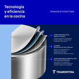 Tramontina Sartén Professional de Acero Inoxidable con Fondo Triple con mango 20 cm 1,1L