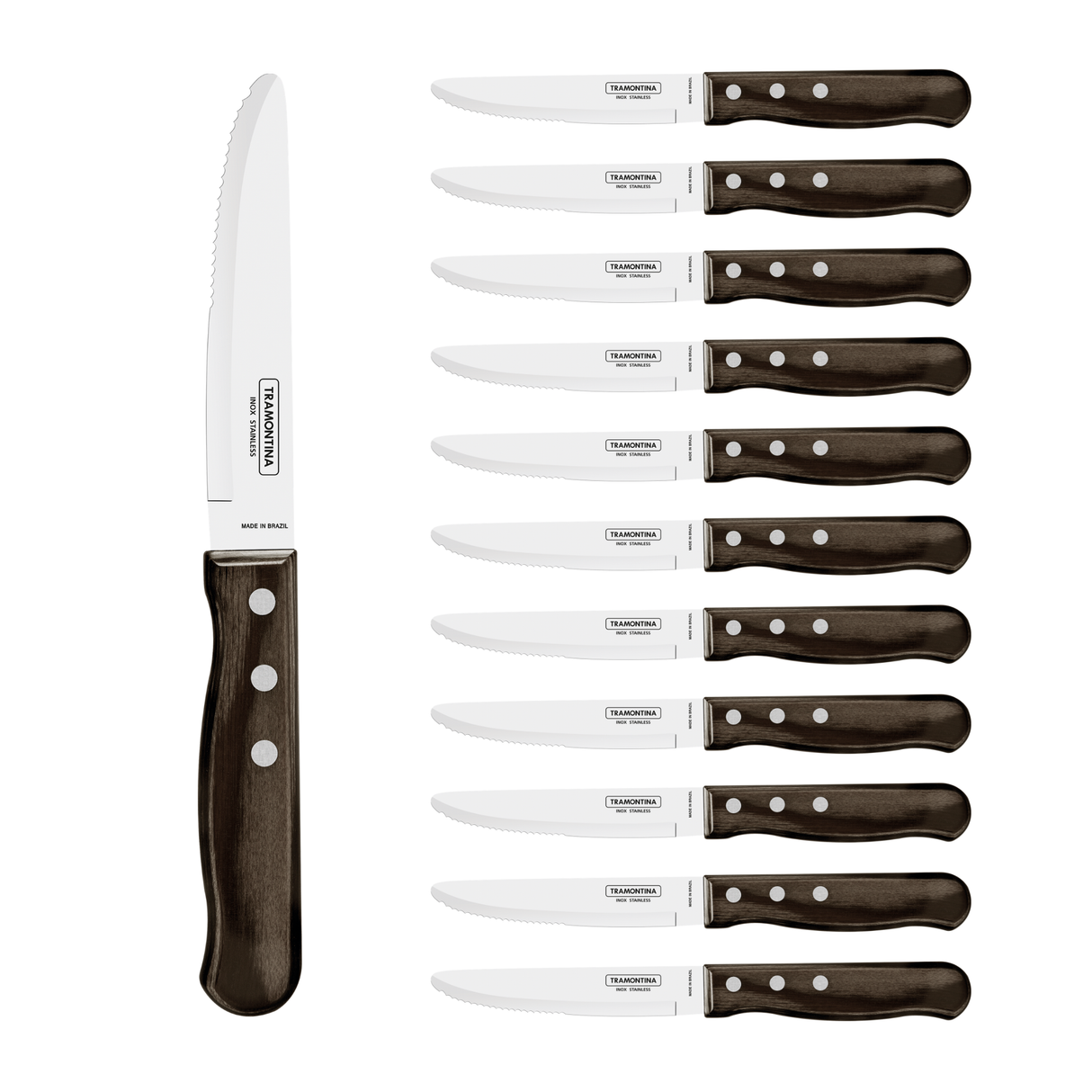 Tramontina Cuchillo Jumbo para Carne Punta Redonda Polywood Castaño 12 Un