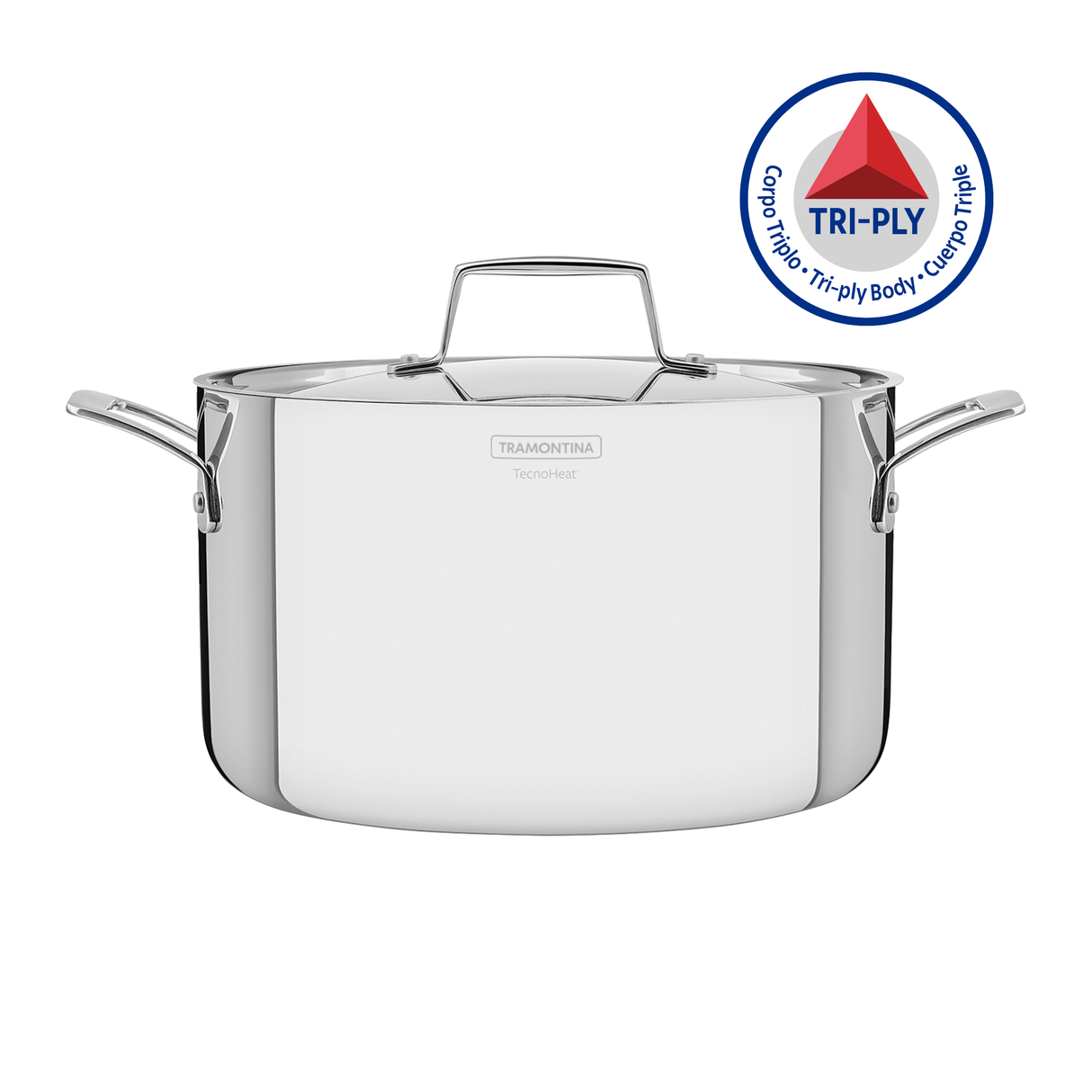 Cacerola Honda Tri-Ply Grano de Acero Inoxidable 24 cm
