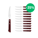 Juego de 12 unidades de Cuchillos para Carne/Pizza Mango de Madera Tratada Polywood Rojo 11 cm