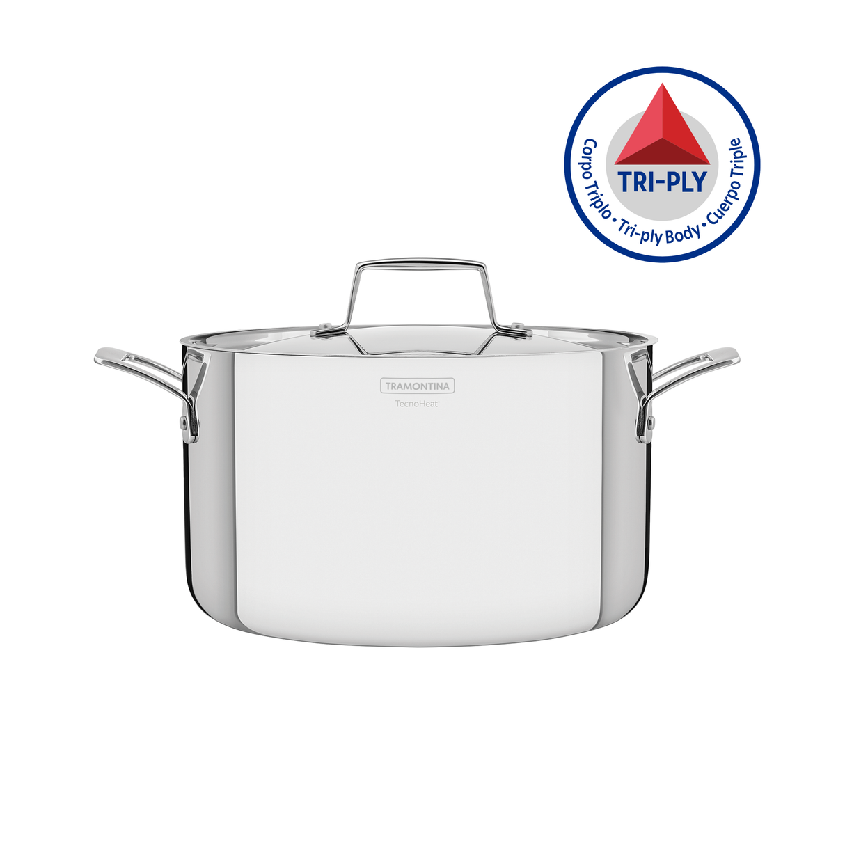 Tramontina Cacerola Honda Tri-Ply Grano de Acero Inoxidable 20 cm 3,8L